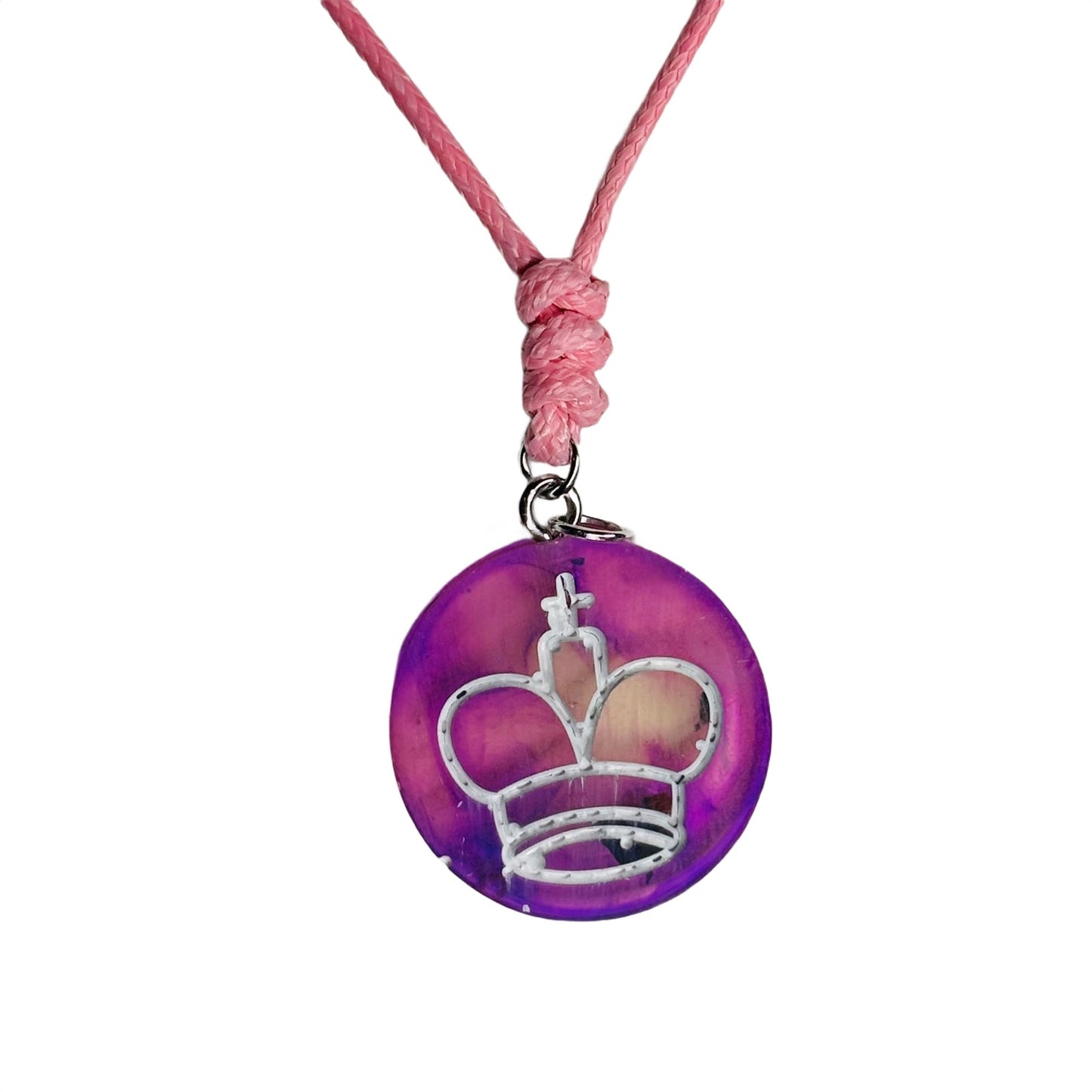 Purple Cosmic King - Handmade Resin Chess Necklace