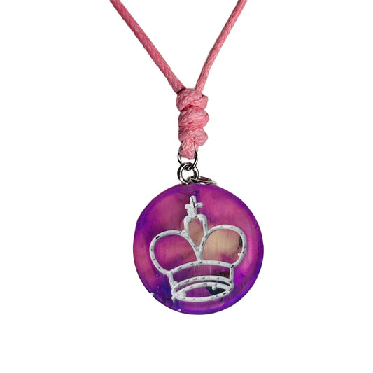 Purple Cosmic King - Handmade Resin Chess Necklace