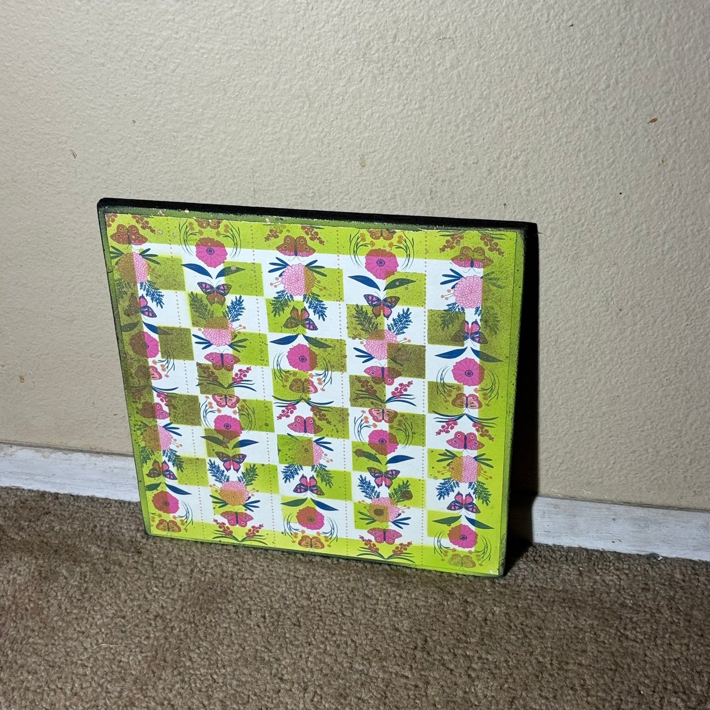 Neon Green Garden - Scrapbook Chess Board