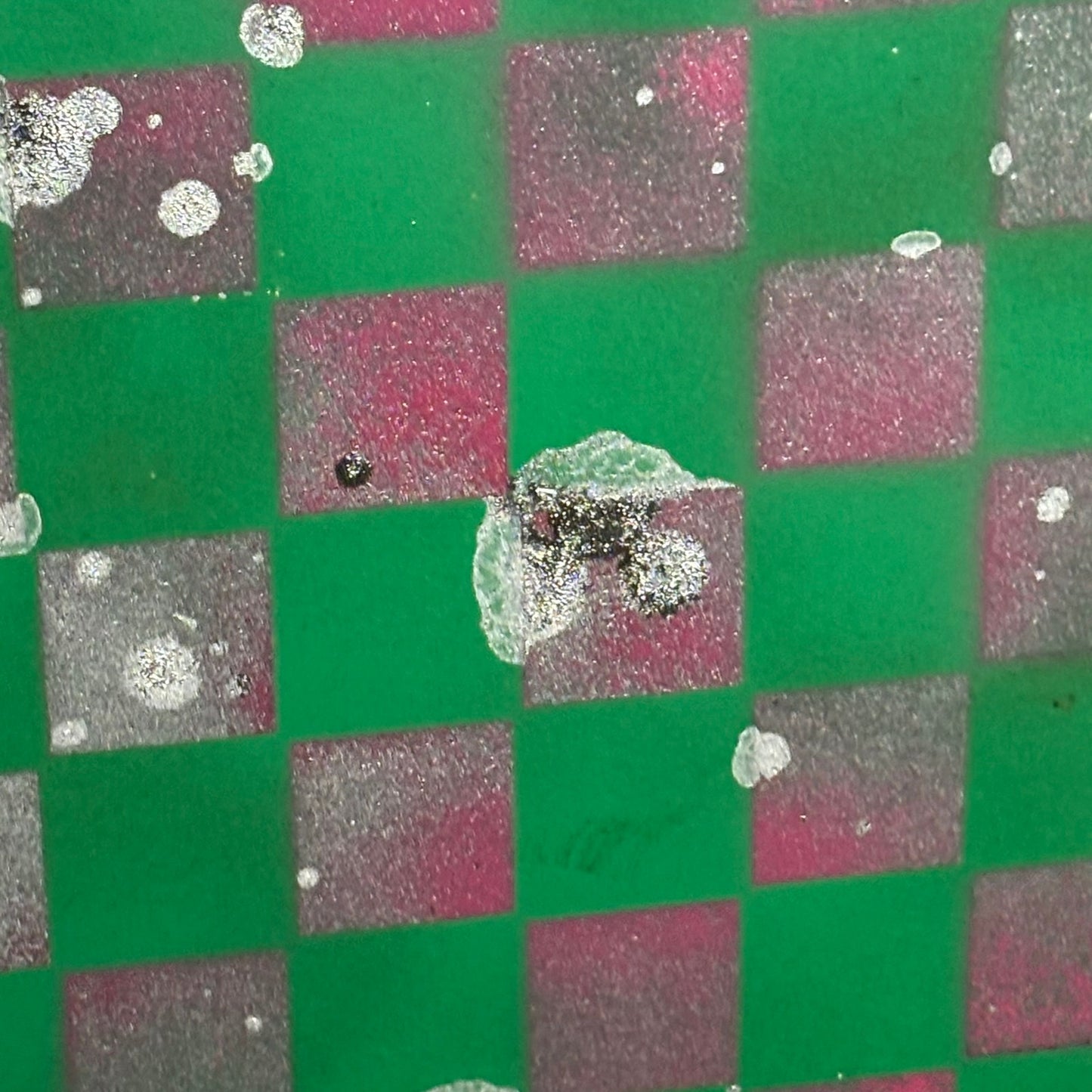 Chrome Pink & Green - Painted Chess Board