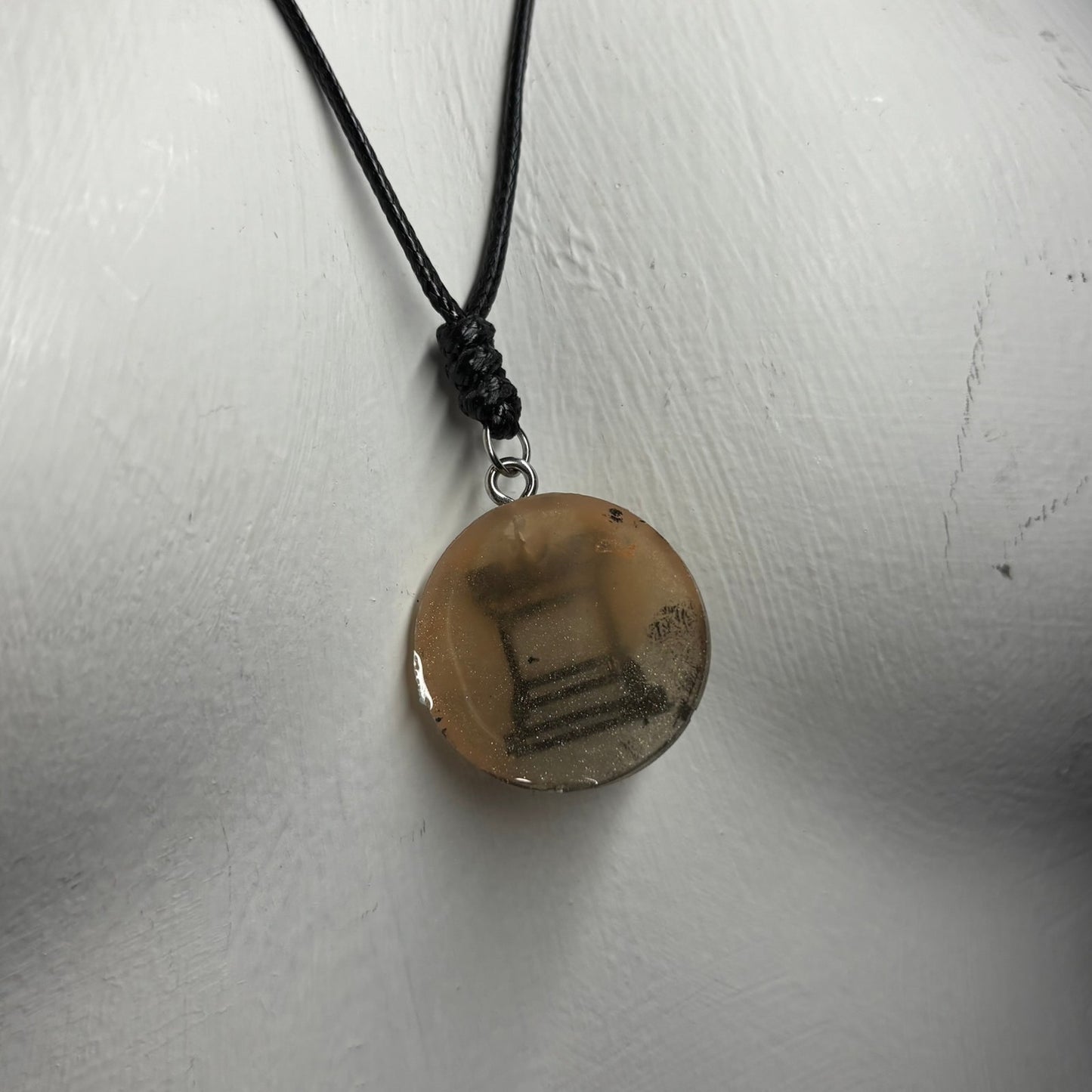 Dark Cream Rook - Handmade Resin Chess Necklace