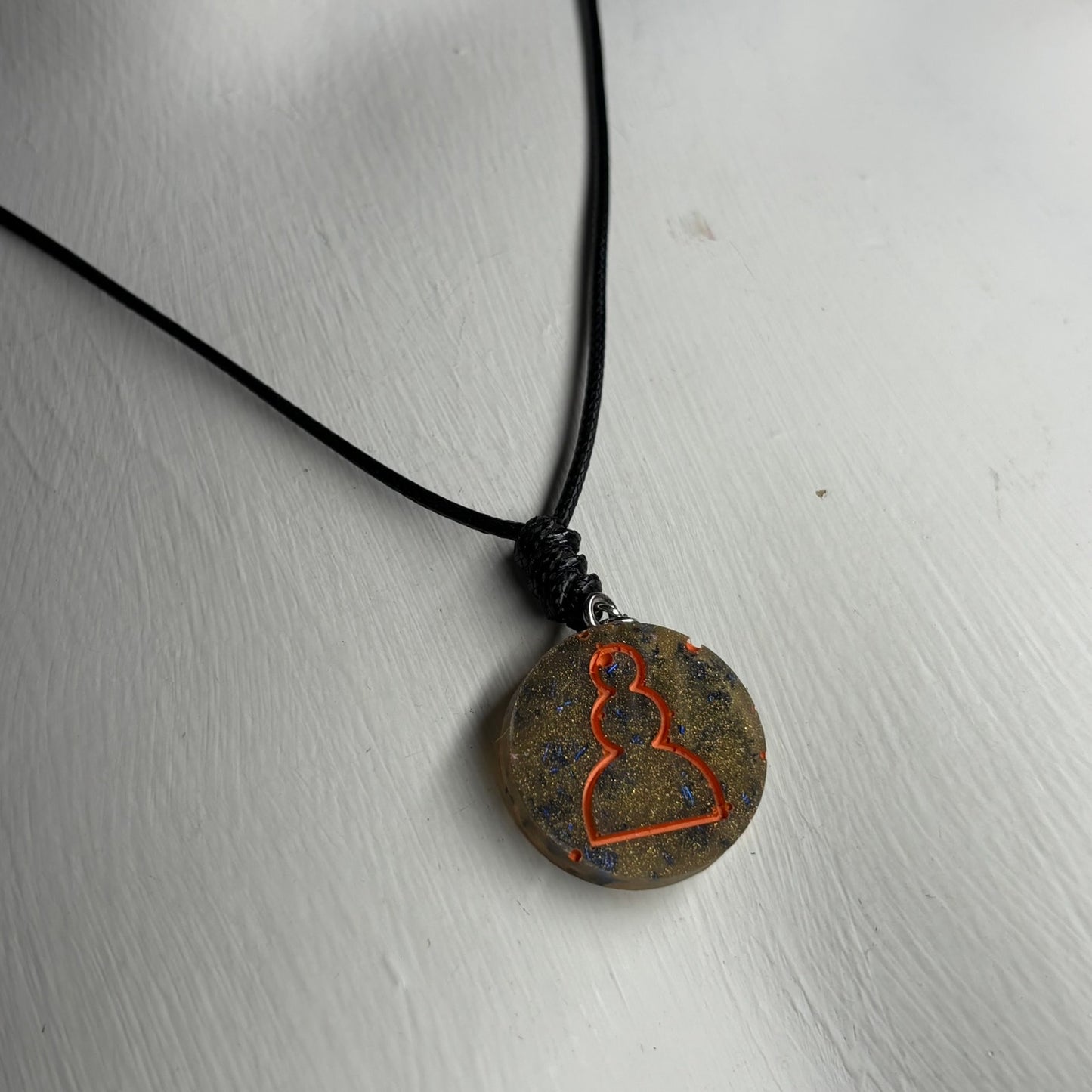 Green & Orange Luxury Pawn - Handmade Resin Chess Necklace