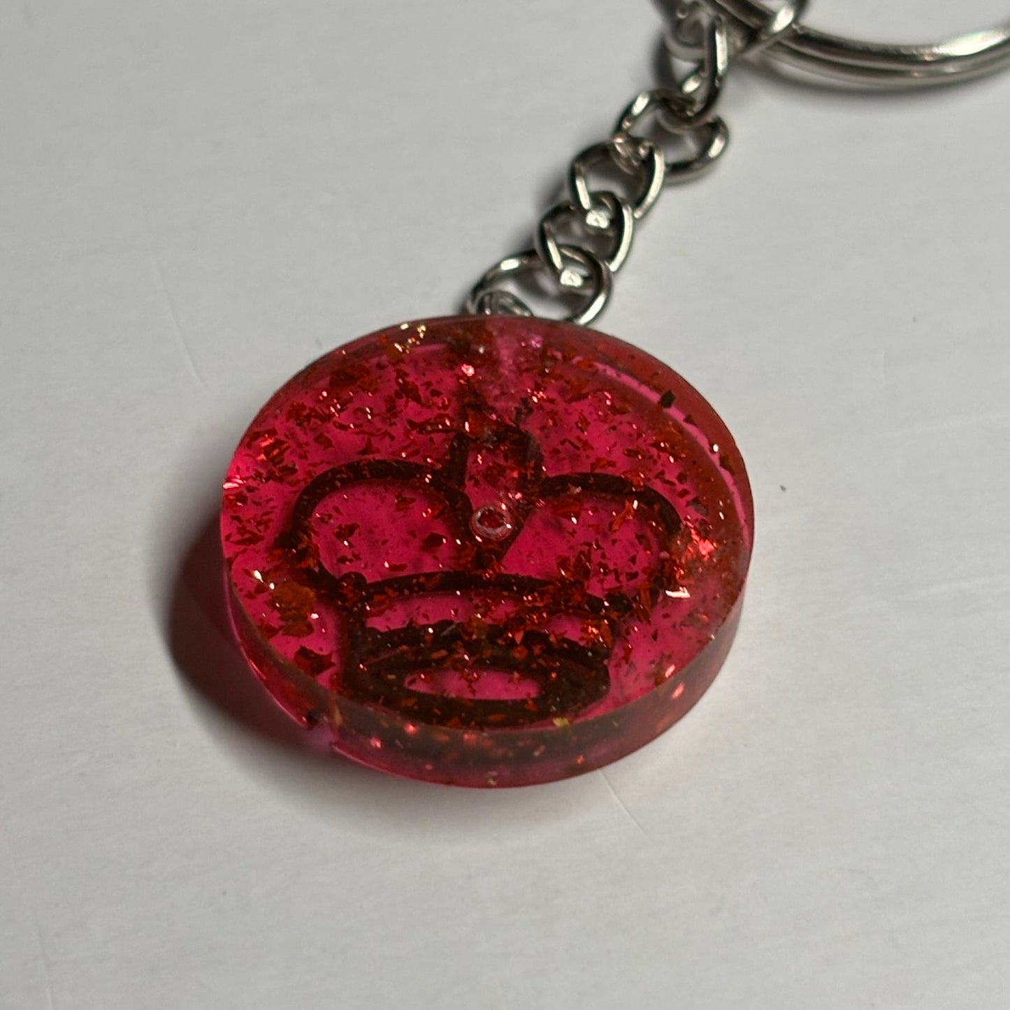 Red Fire King Handmade Resin Keychain - Flat Edition