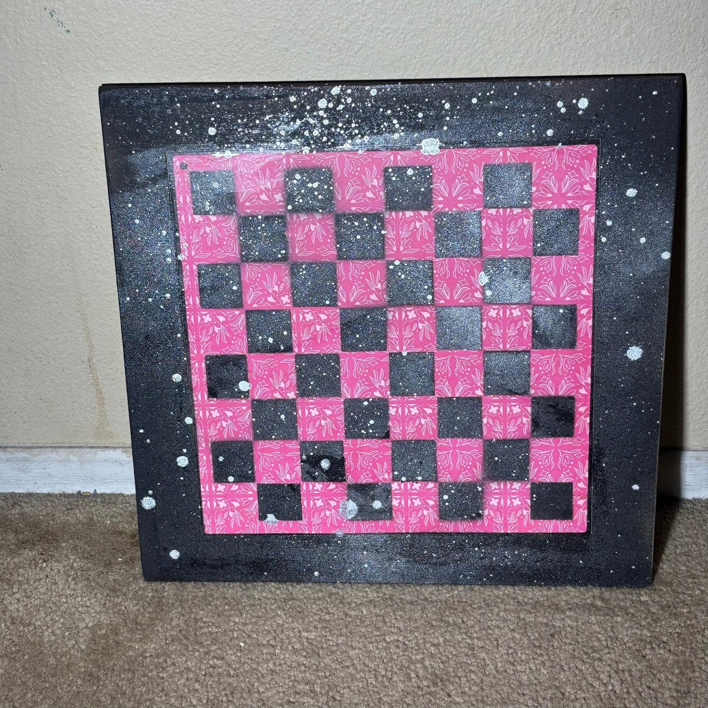 Hot Pink Flower - Large Scrapbook Chess Board