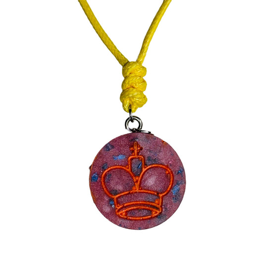 Purple Orange King - Handmade Resin Chess Necklace