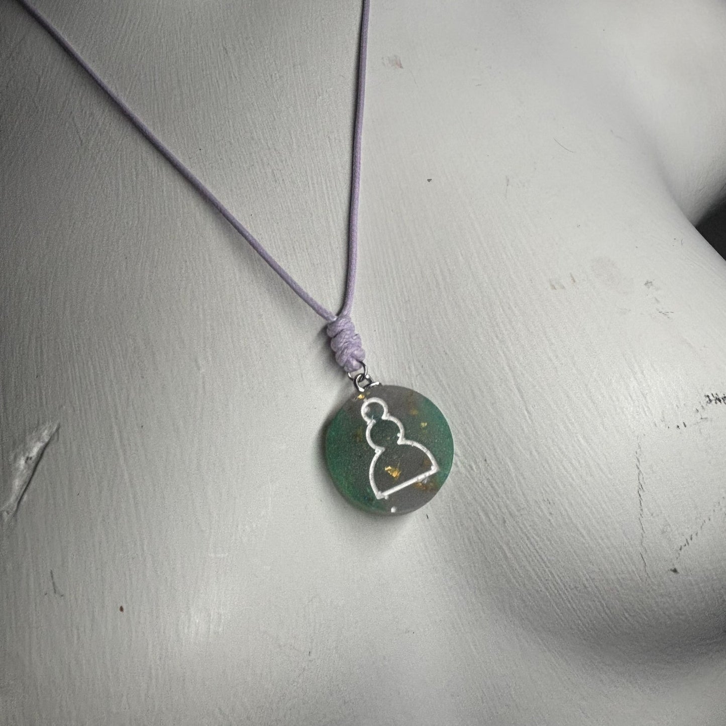 Crystal Green Pawn - Handmade Resin Chess Necklace