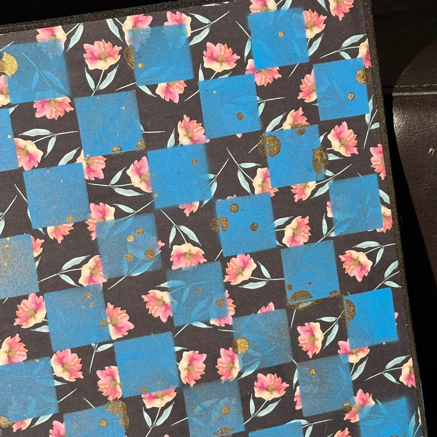 Blue Vintage Flower - Scrapbook Chess Board