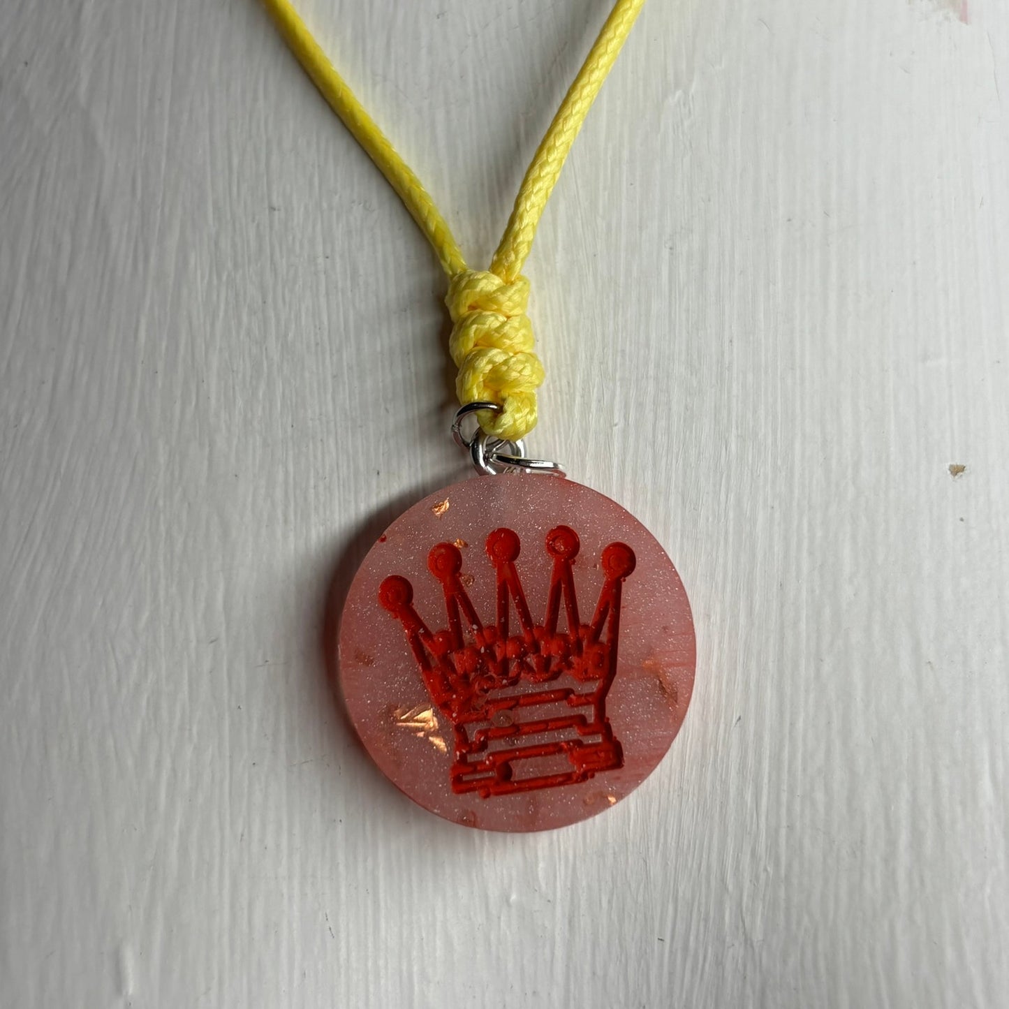 Cosmic Red Queen - Handmade Resin Chess Necklace