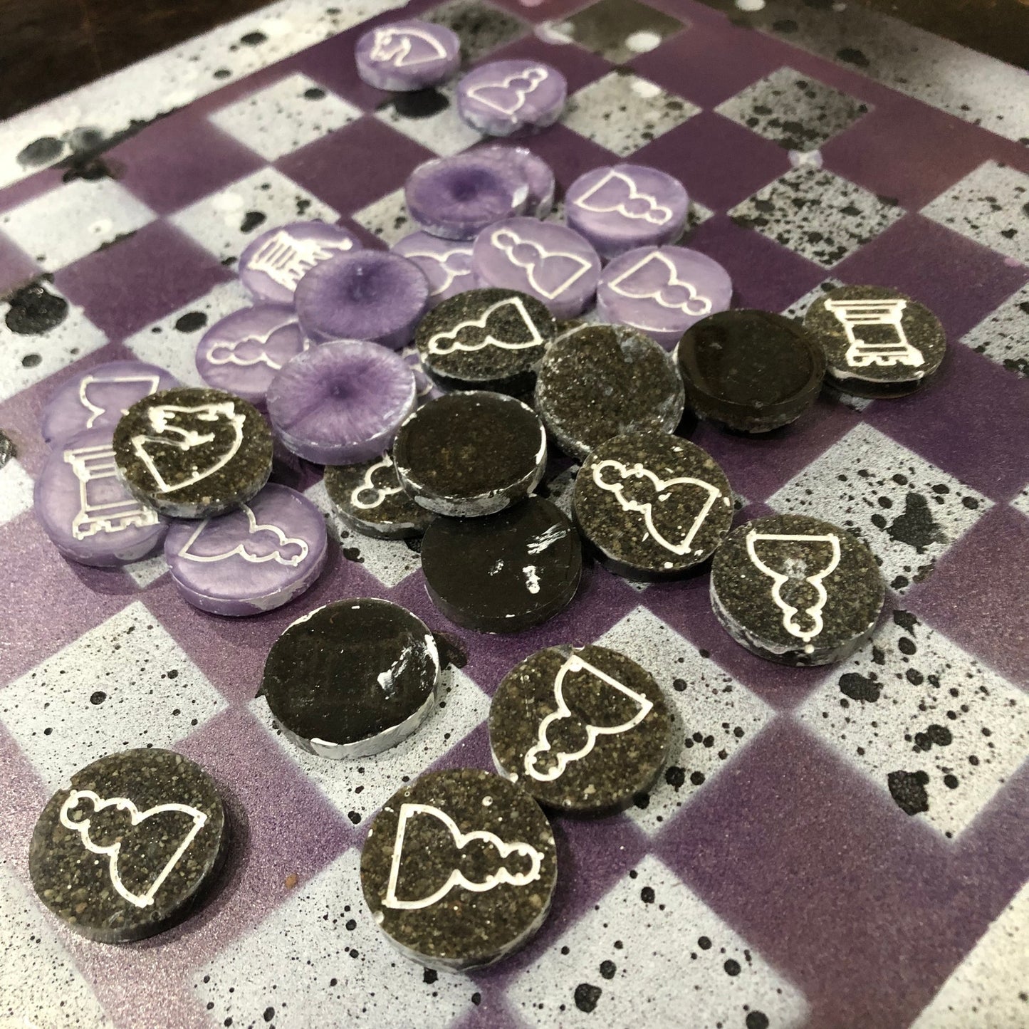 Speckled Purple - Painted Chess Set