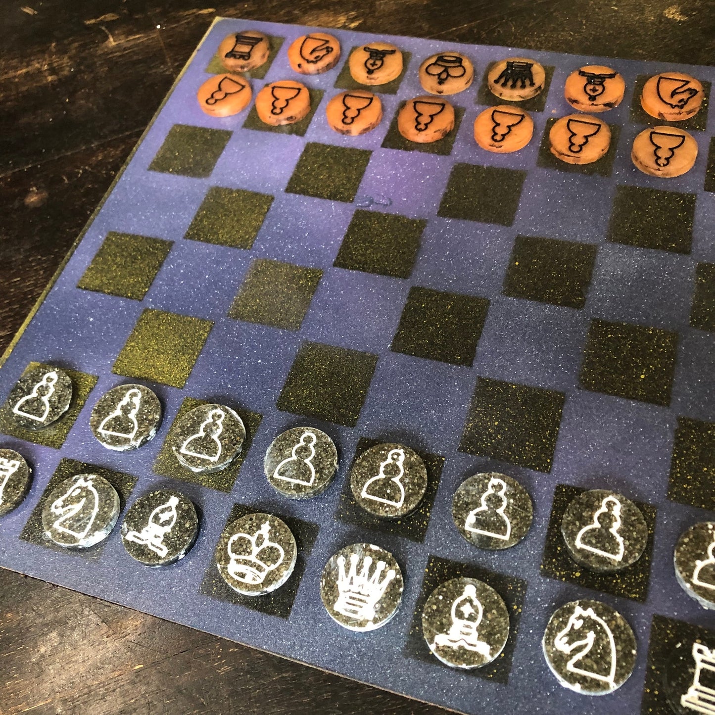 Purple Space - Painted Chess Set