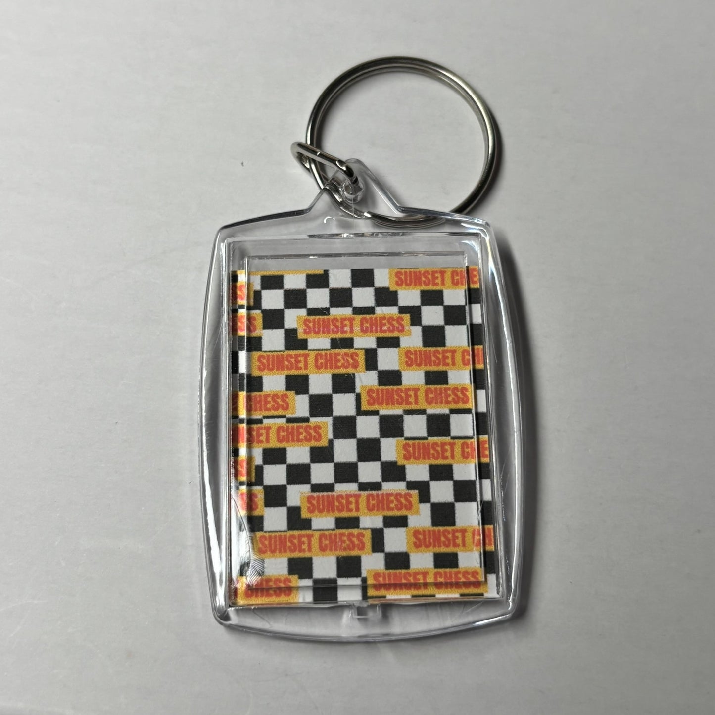 Pink Girl - Sunset Chess Photo Keychain