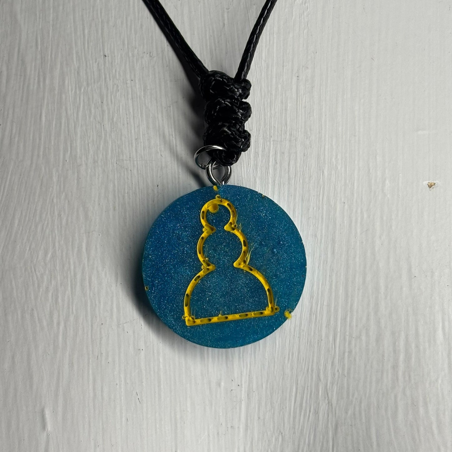 Blue Pawn - Handmade Resin Chess Necklace