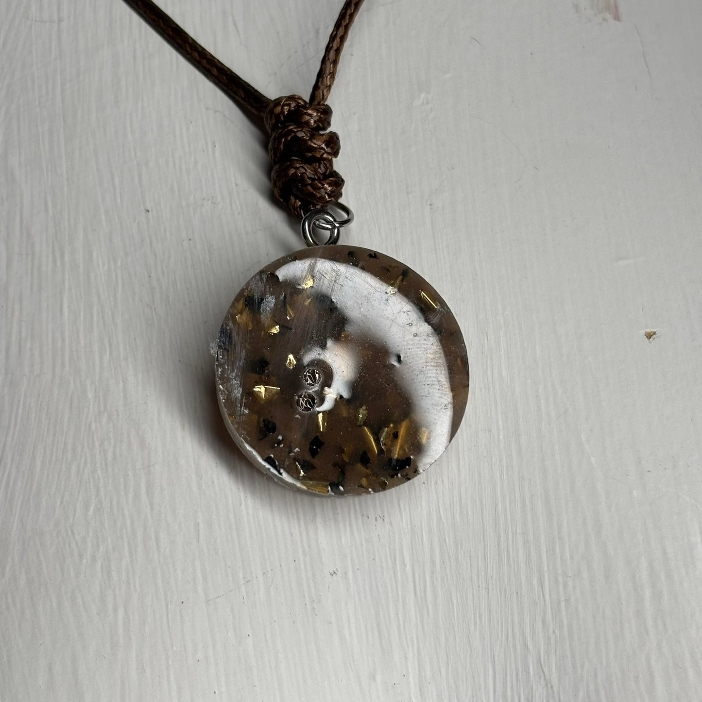 Vintage Brown Rook - Handmade Resin Chess Necklace