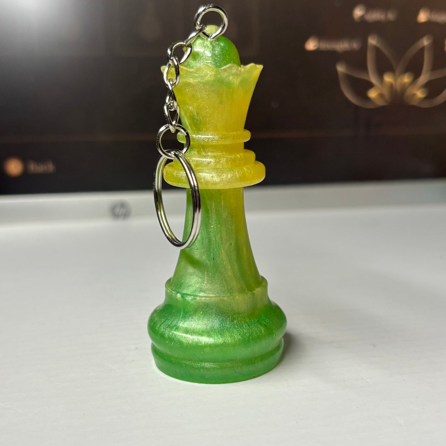 Lemon Green Queen - Handmade Resin Keychain - Large Edition