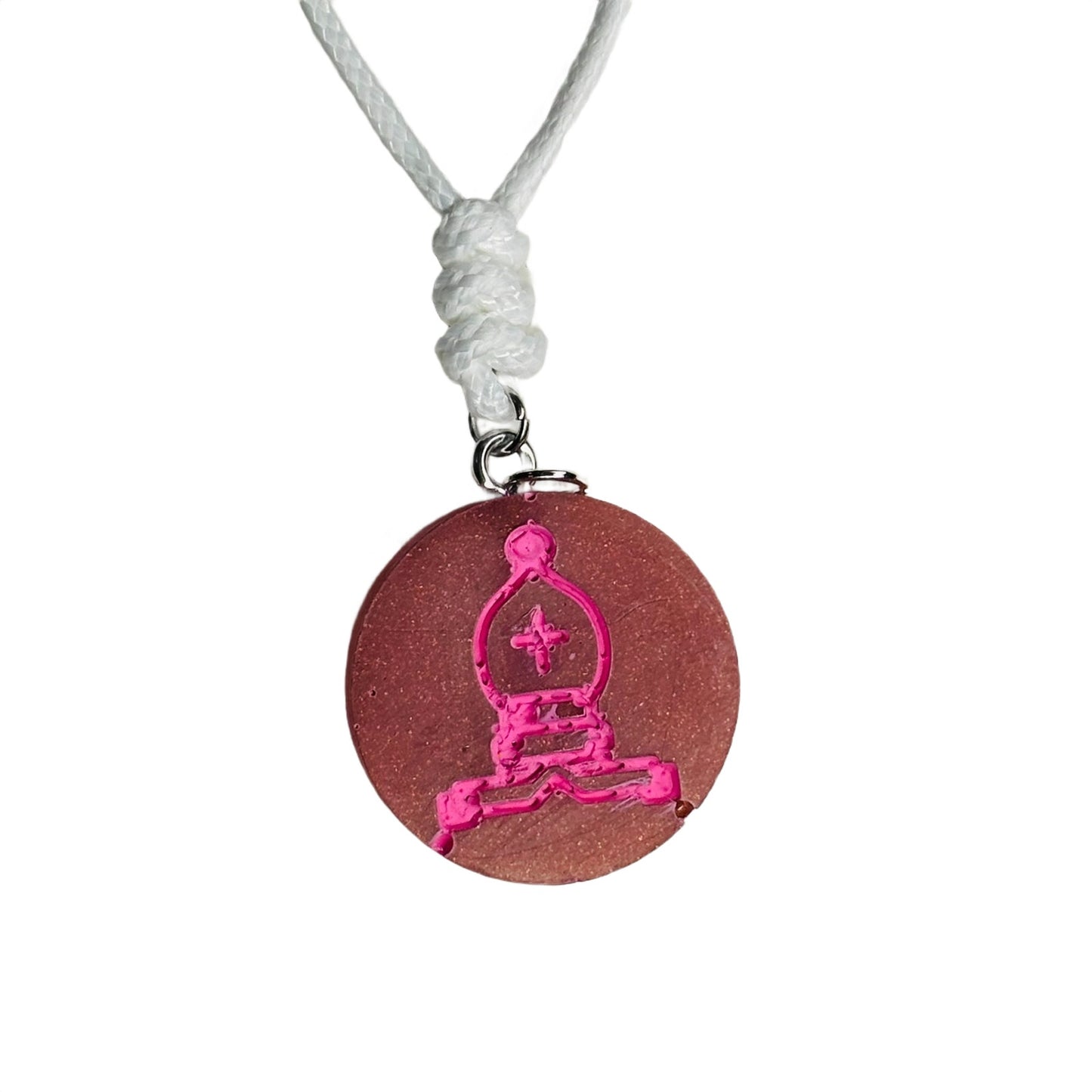 Pink Bishop - Handmade Resin Chess Necklace