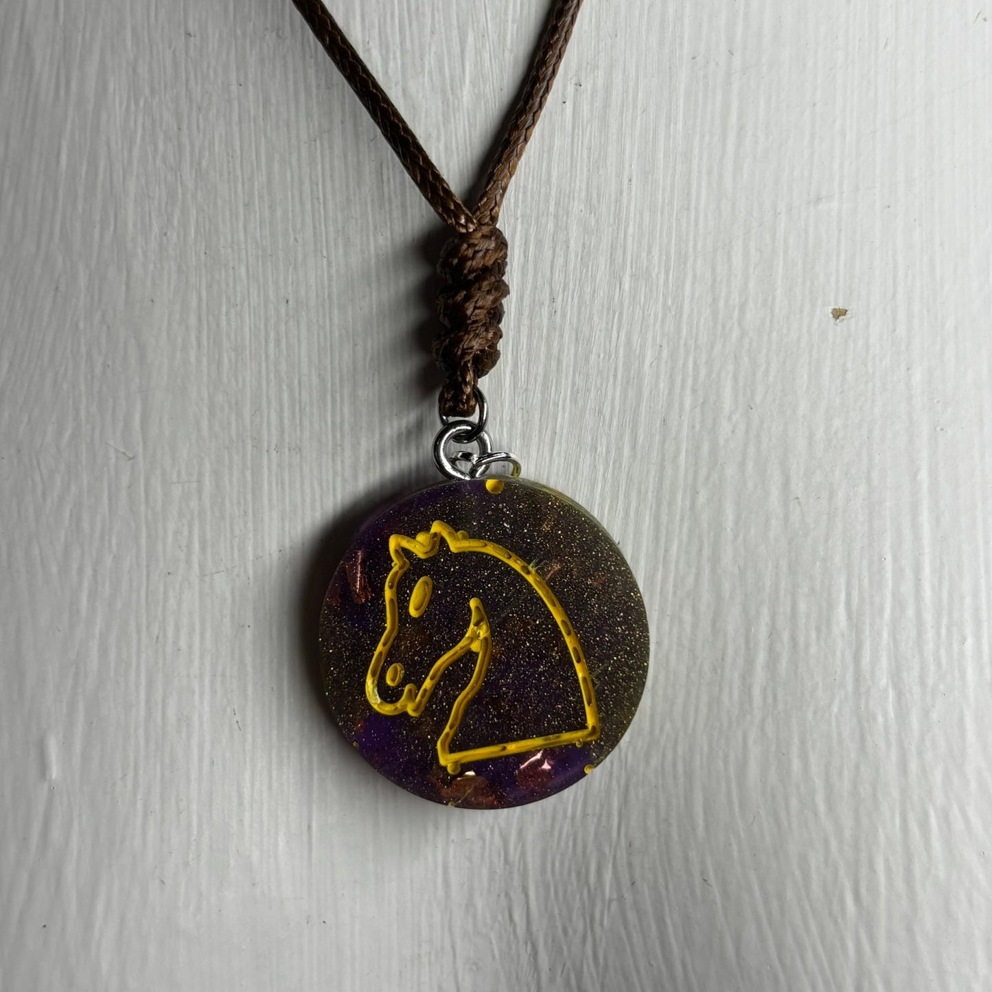 Purple Knight - Handmade Resin Chess Necklace