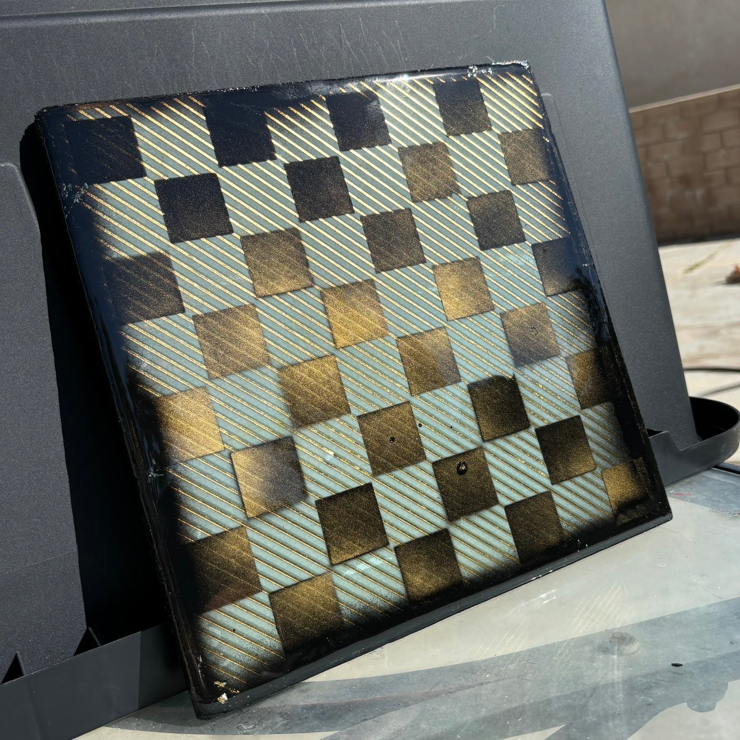Golden Green - Resin Coated Chess Board