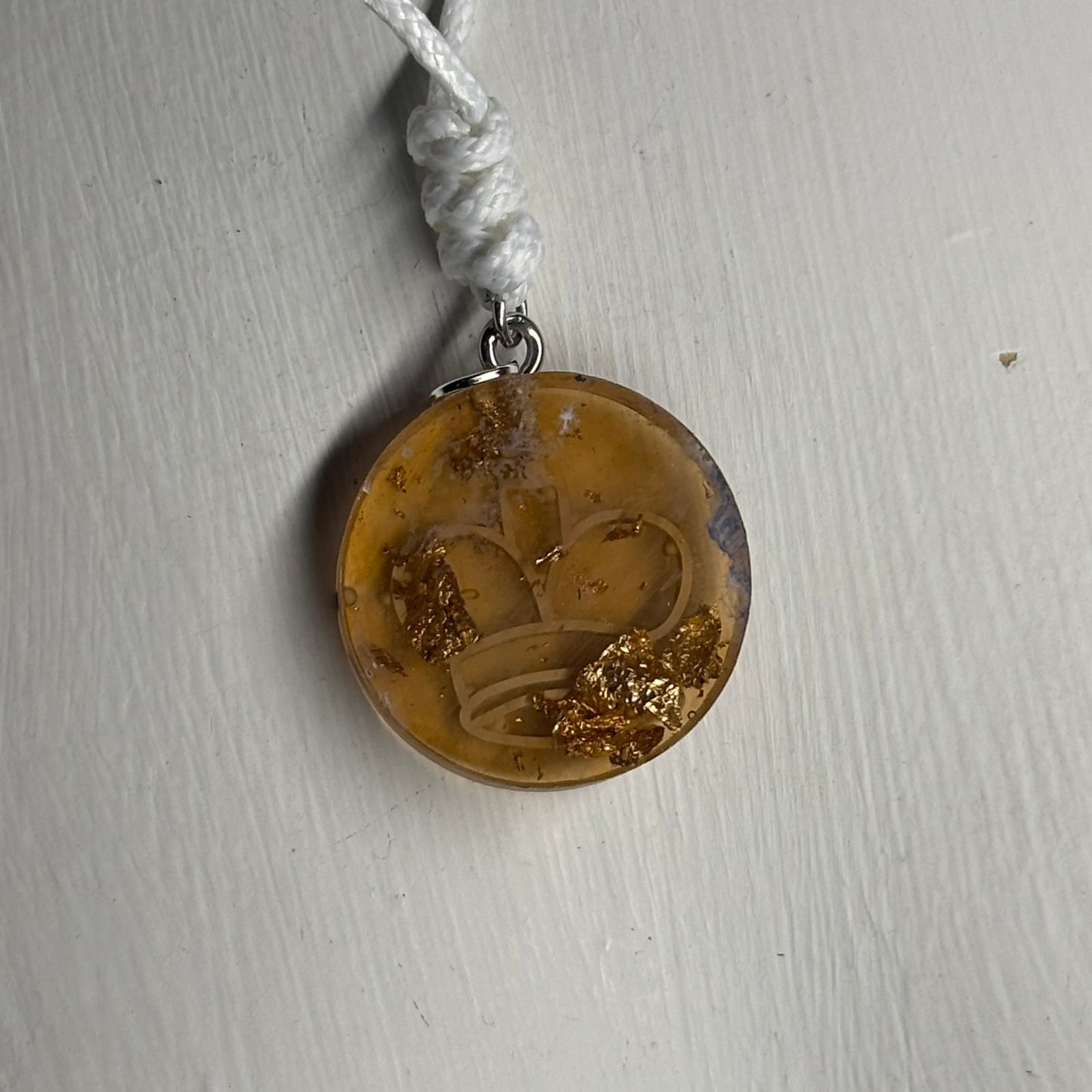 Yellow Amber King - Handmade Resin Chess Necklace