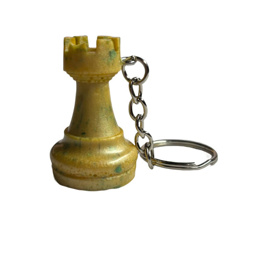 Yellow Emerald Green Rook - Handmade Resin Keychain