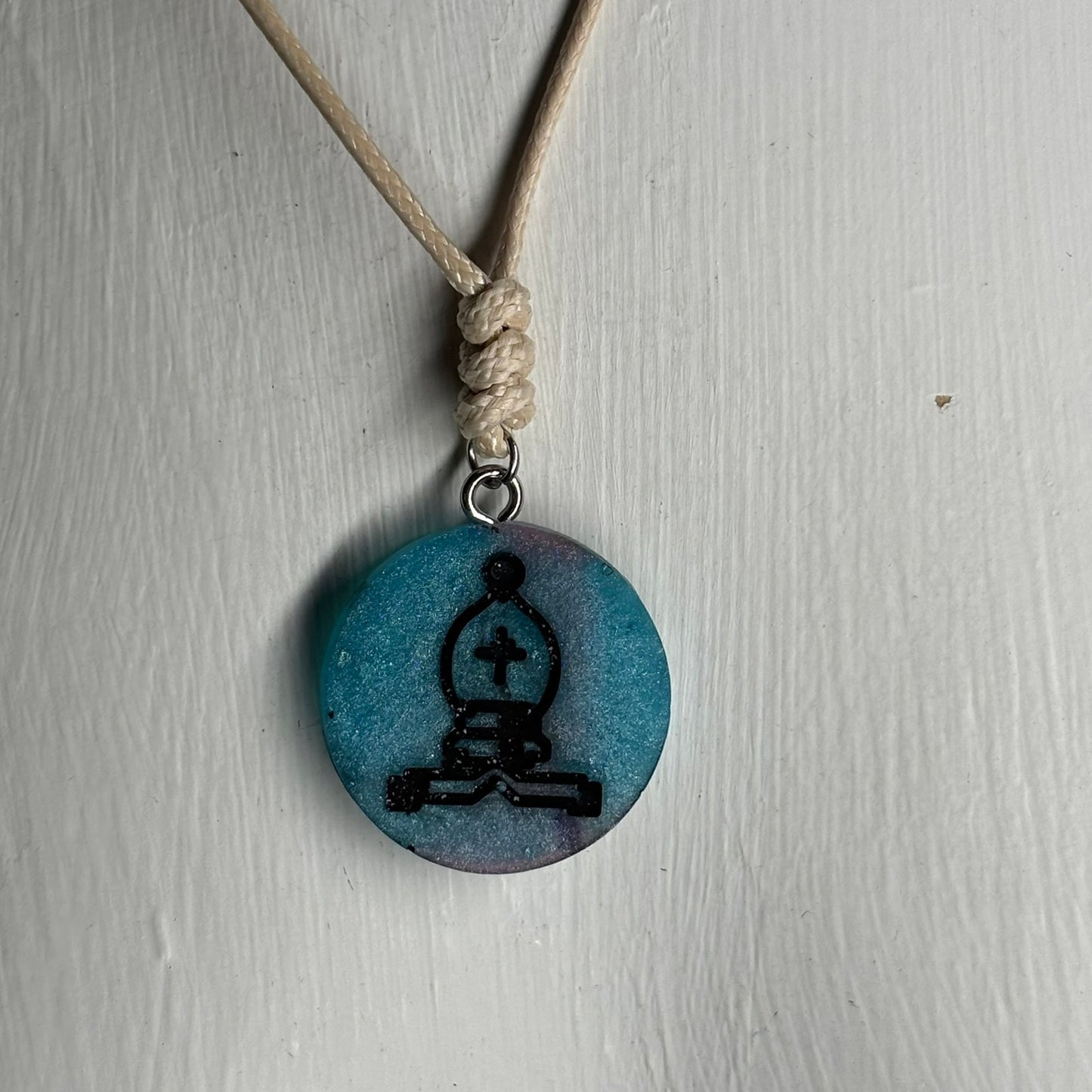 Blue Bishop - Handmade Resin Chess Necklace