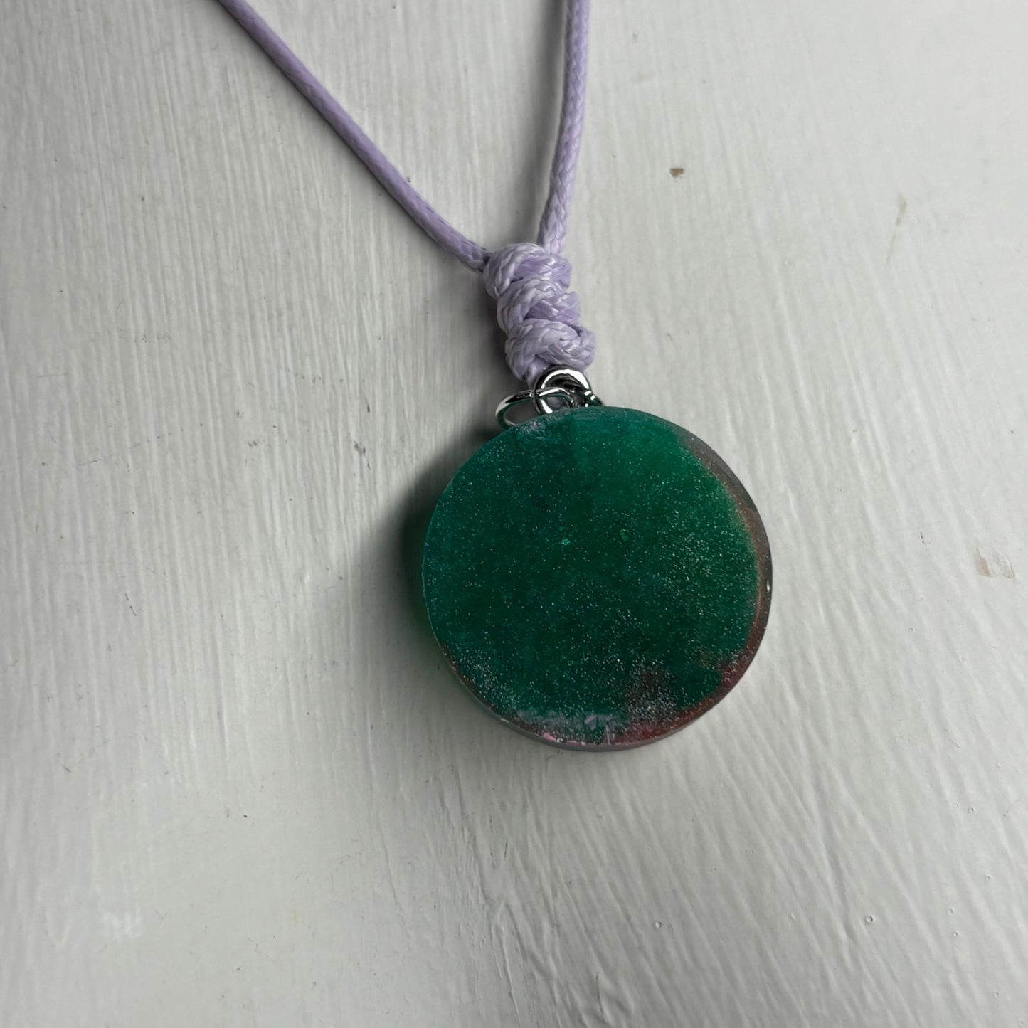 Pink/Green Pawn - Handmade Resin Chess Necklace