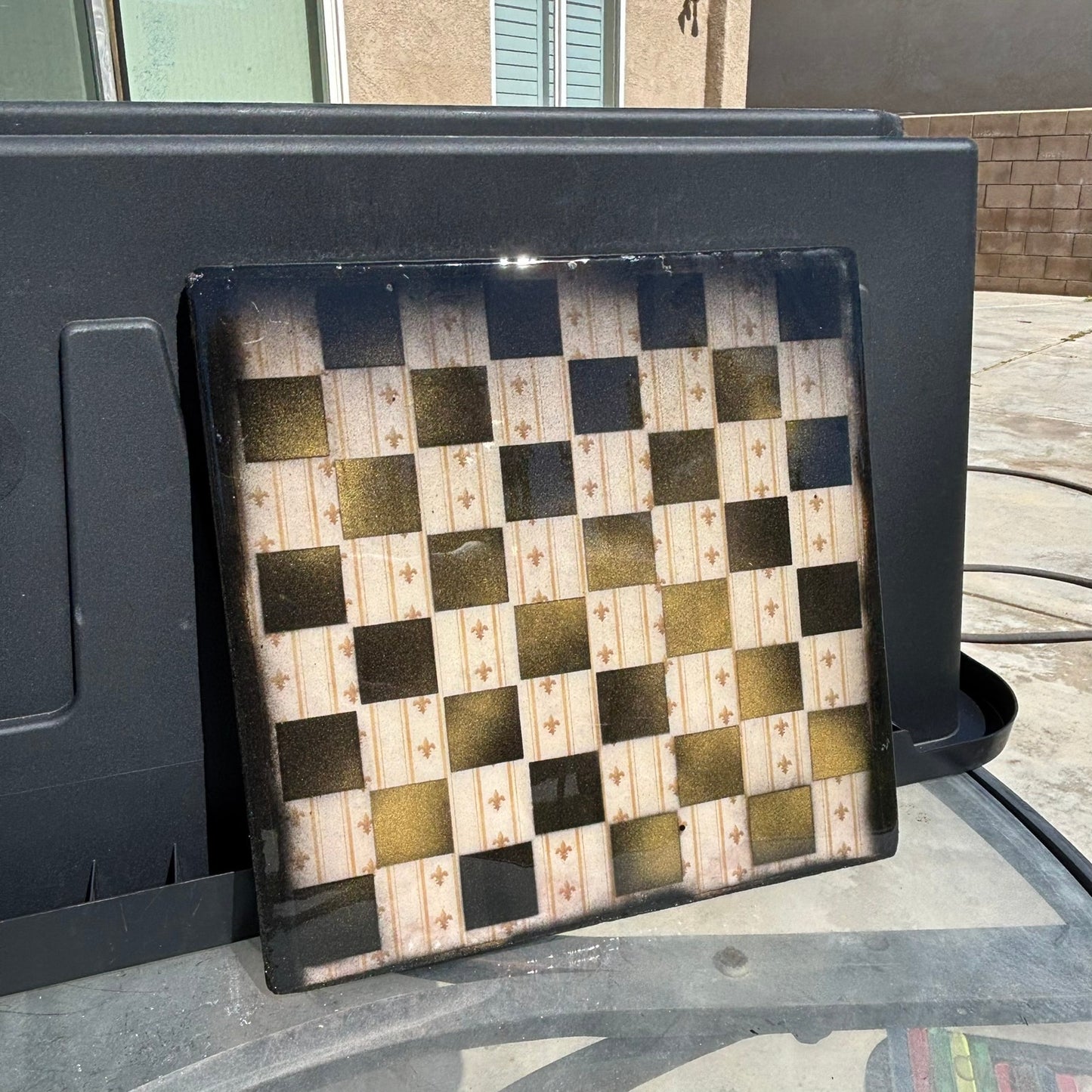 Golden Vintage - Resin Coated Chess Board