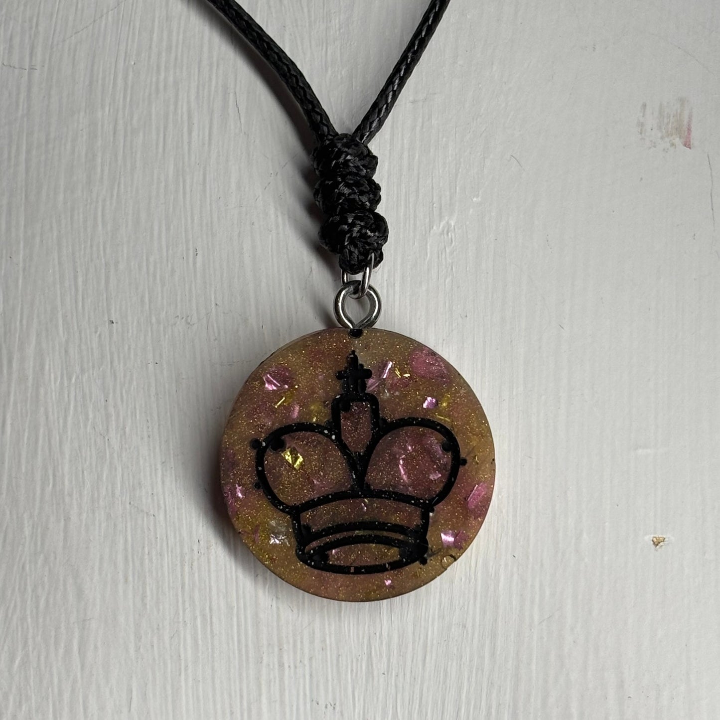 Crystal Brown King - Handmade Resin Chess Necklace