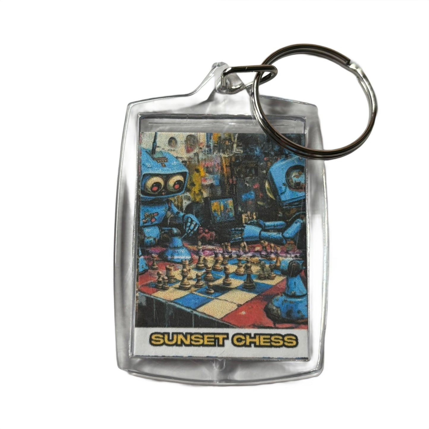 Robots Play - Chess  Photo Keychain