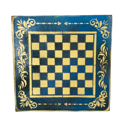 Blue Gold - Painted Chess Board