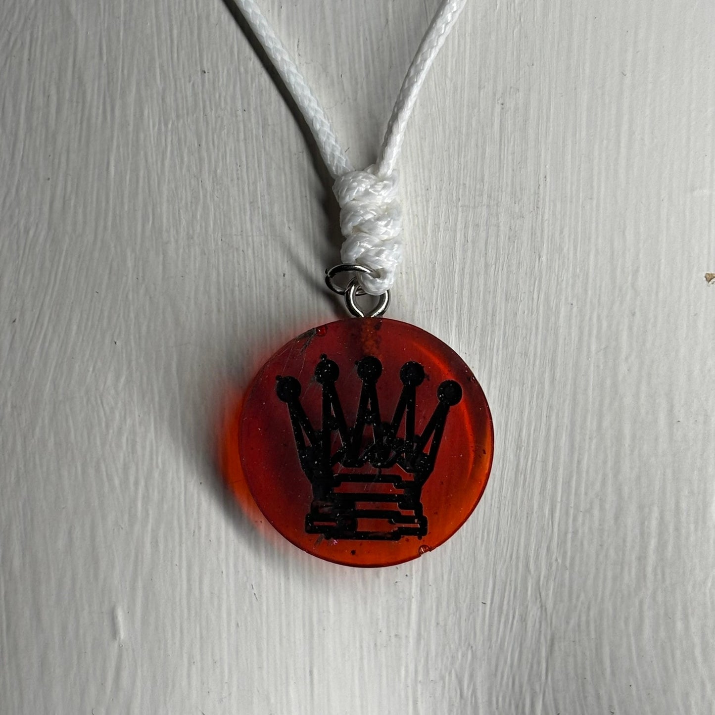Warm Red Queen - Handmade Resin Chess Necklace
