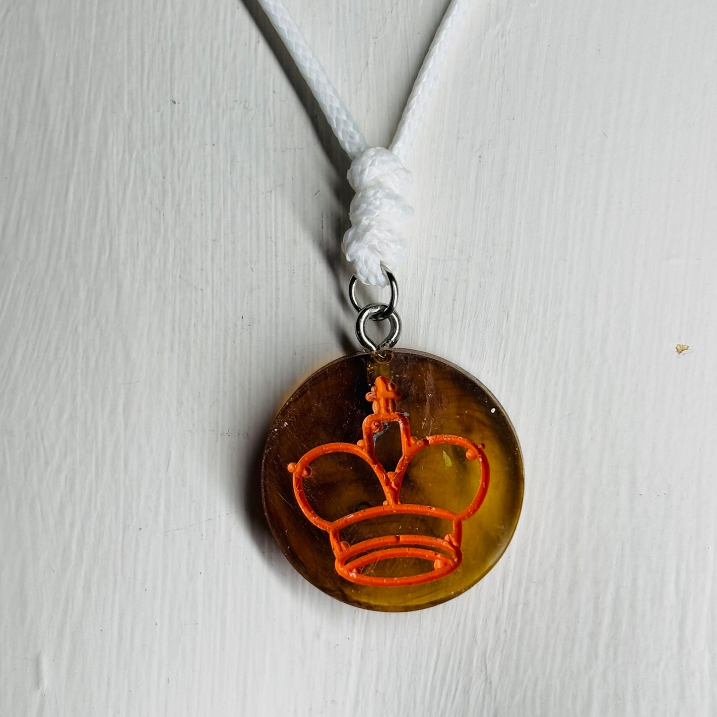Orange Fire King - Handmade Resin Chess Necklace