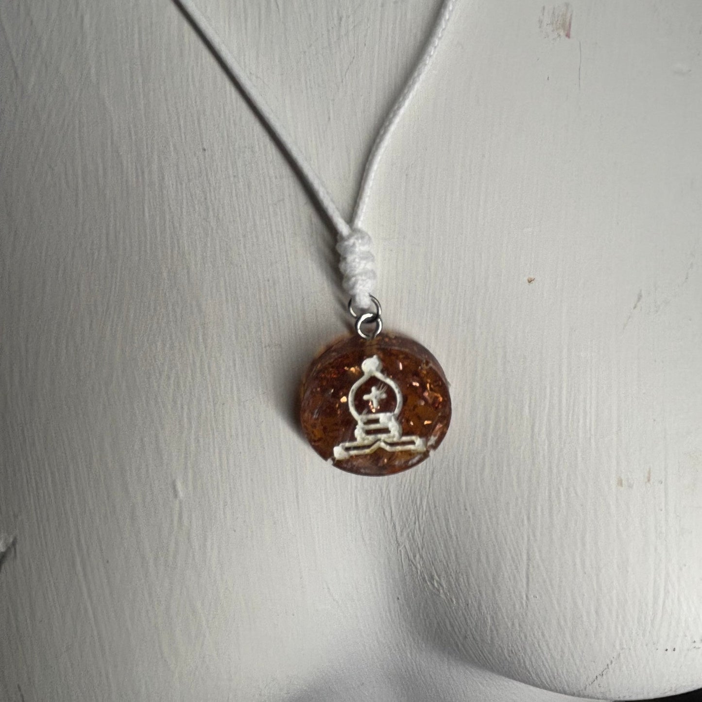 Amber Colored Bishop - Handmade Resin Chess Necklace