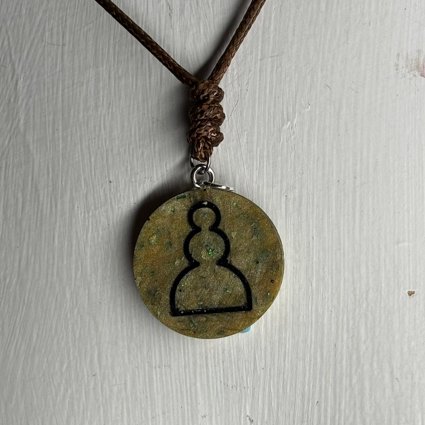 Brown Classic Pawn - Handmade Resin Chess Necklace