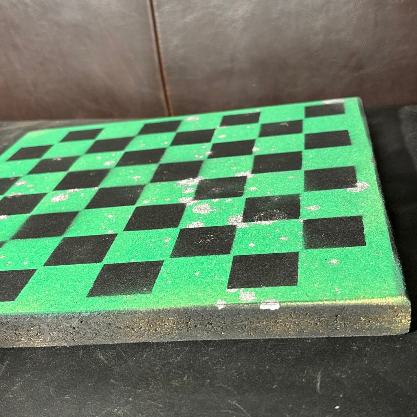 Supreme Green Splatter - Painted Chess Board
