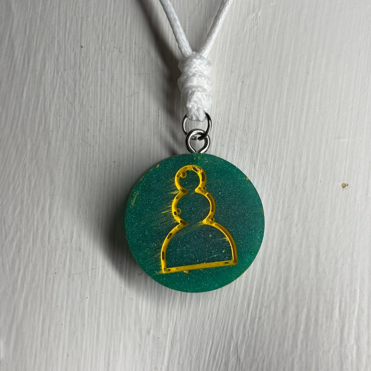 Splendid Green Pawn - Handmade Resin Chess Necklace