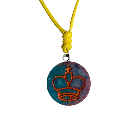 Miami Orange King - Handmade Resin Chess Necklace