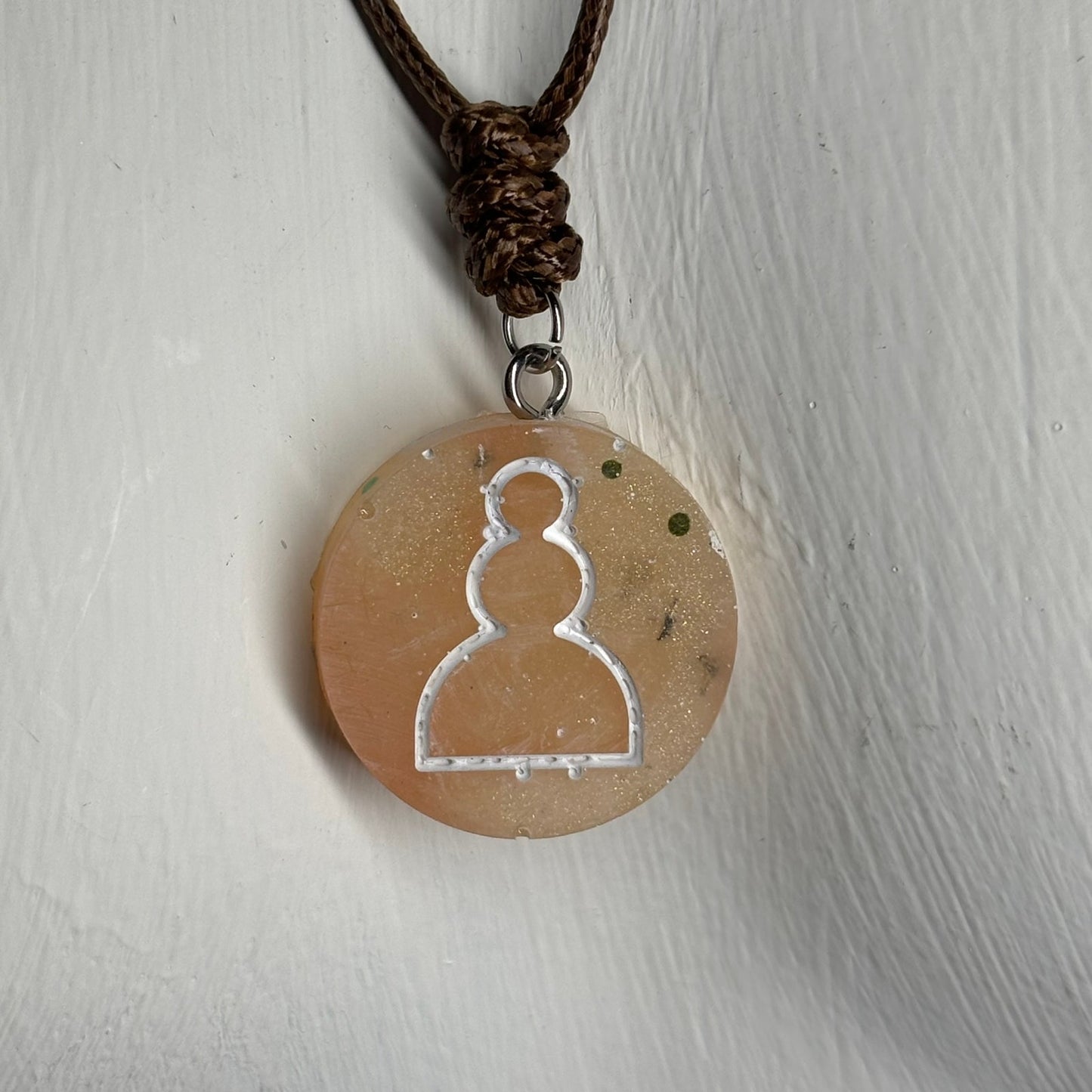Sunset Yellow Pawn - Handmade Resin Chess Necklace