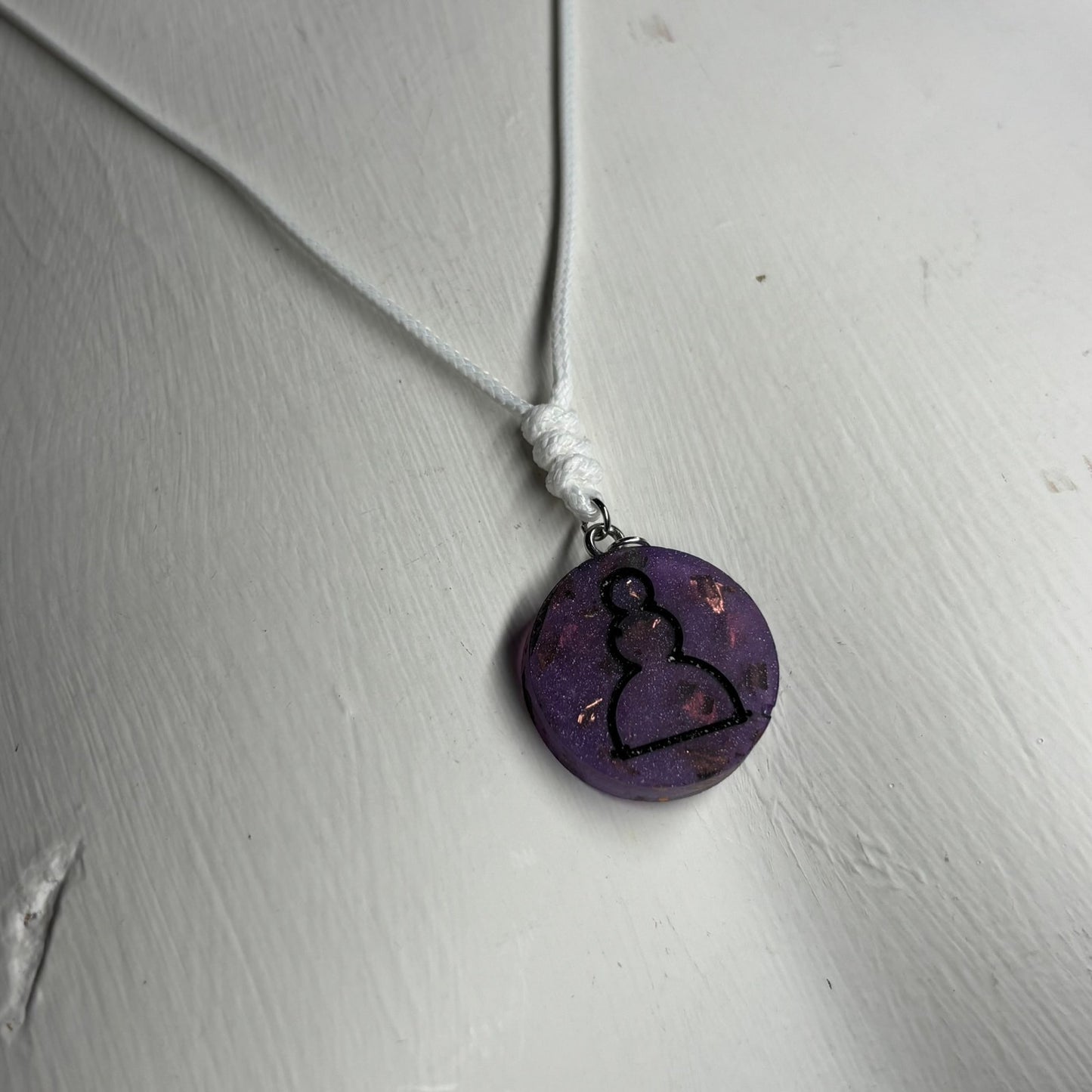 Dark Purple Pawn - Handmade Resin Chess Necklace