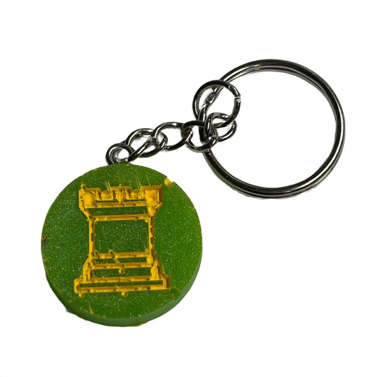 Green Yellow Rook - Handmade Resin Keychain - Flat Edition