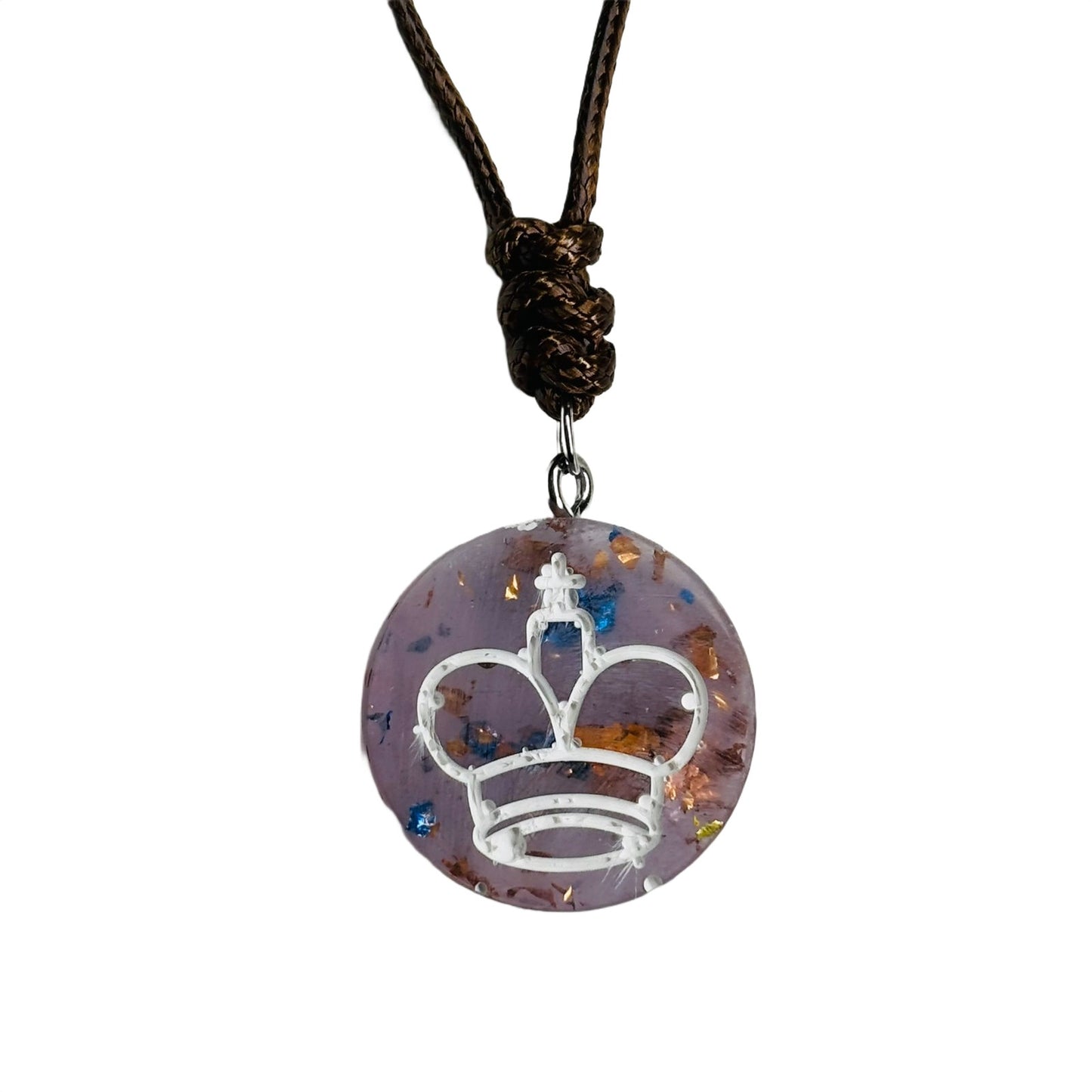Translucent Purple King - Handmade Resin Chess Necklace