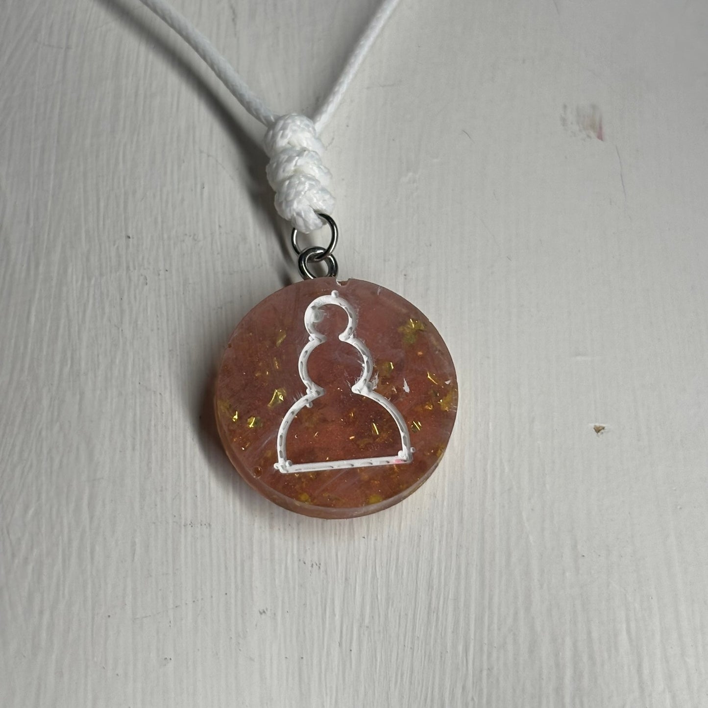 Amber Pawn - Handmade Resin Chess Necklace