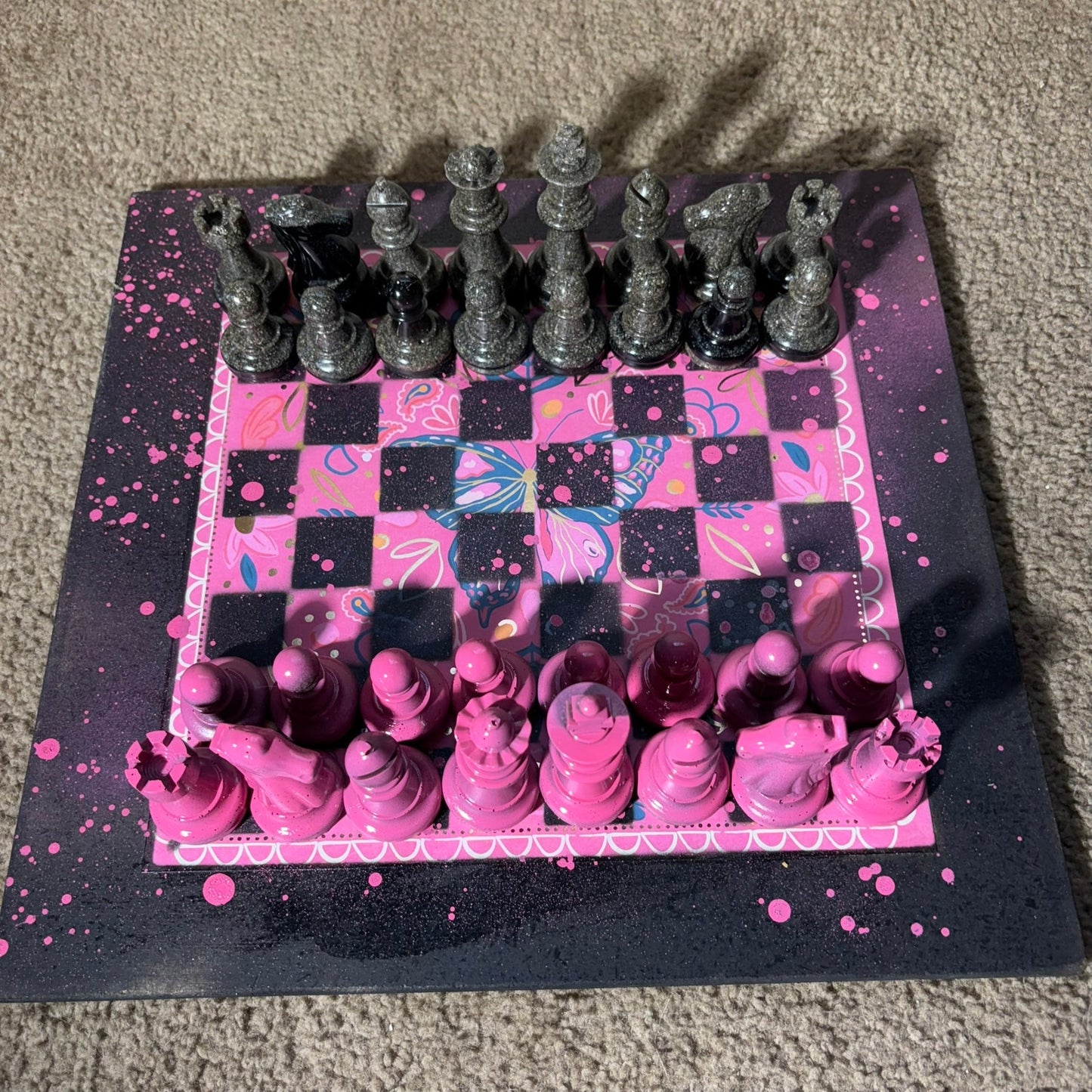 Butterfly Pink - Large Deluxe Chess Set