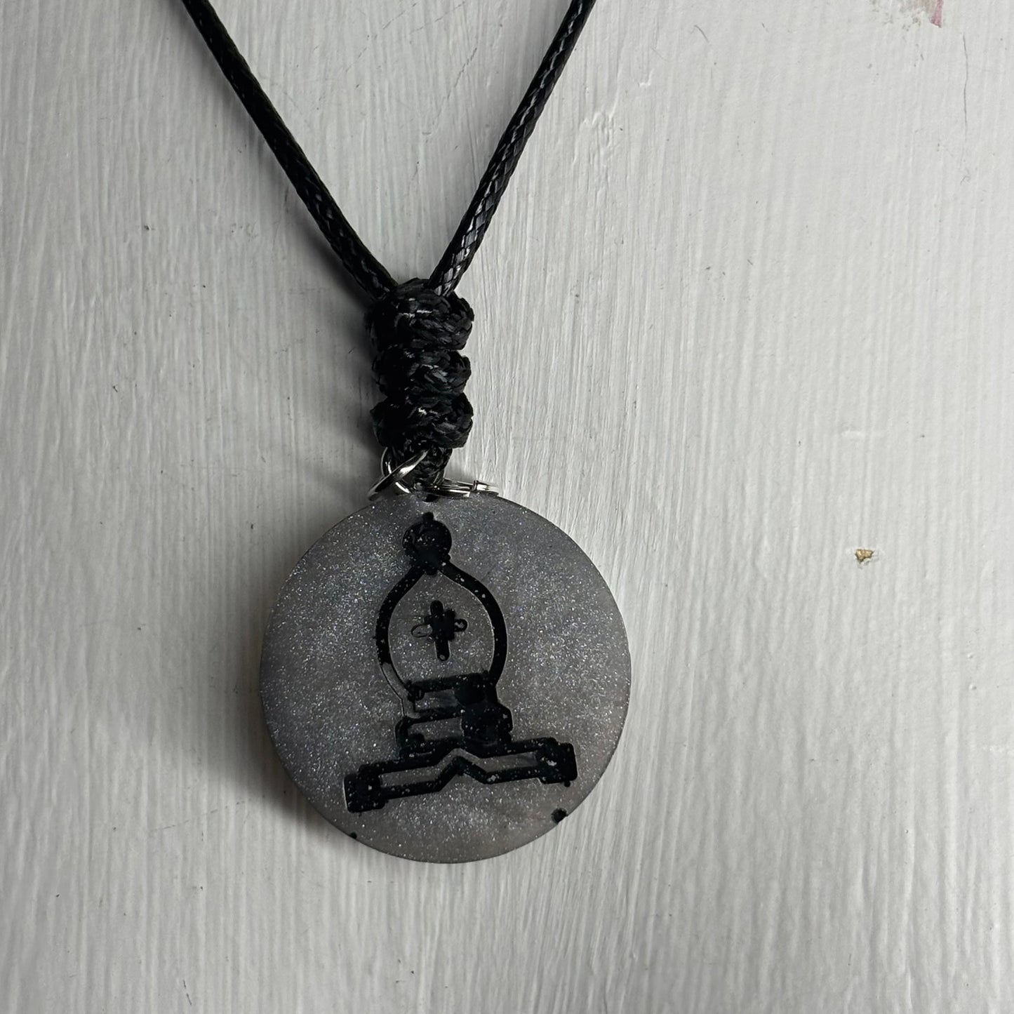 Gray Bishop - Handmade Resin Chess Necklace