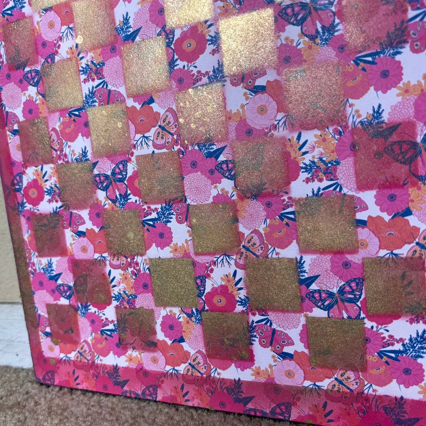 Golden Pink Butterflies - Scrapbook Chess Board