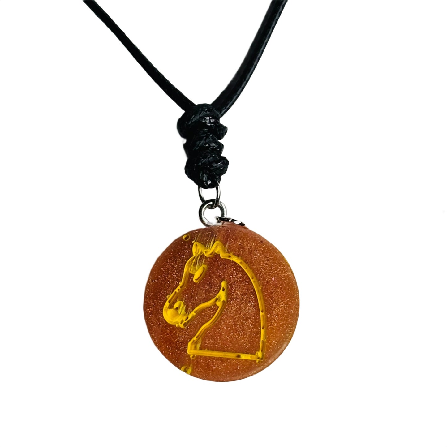 Orange Knight - Handmade Resin Chess Necklace