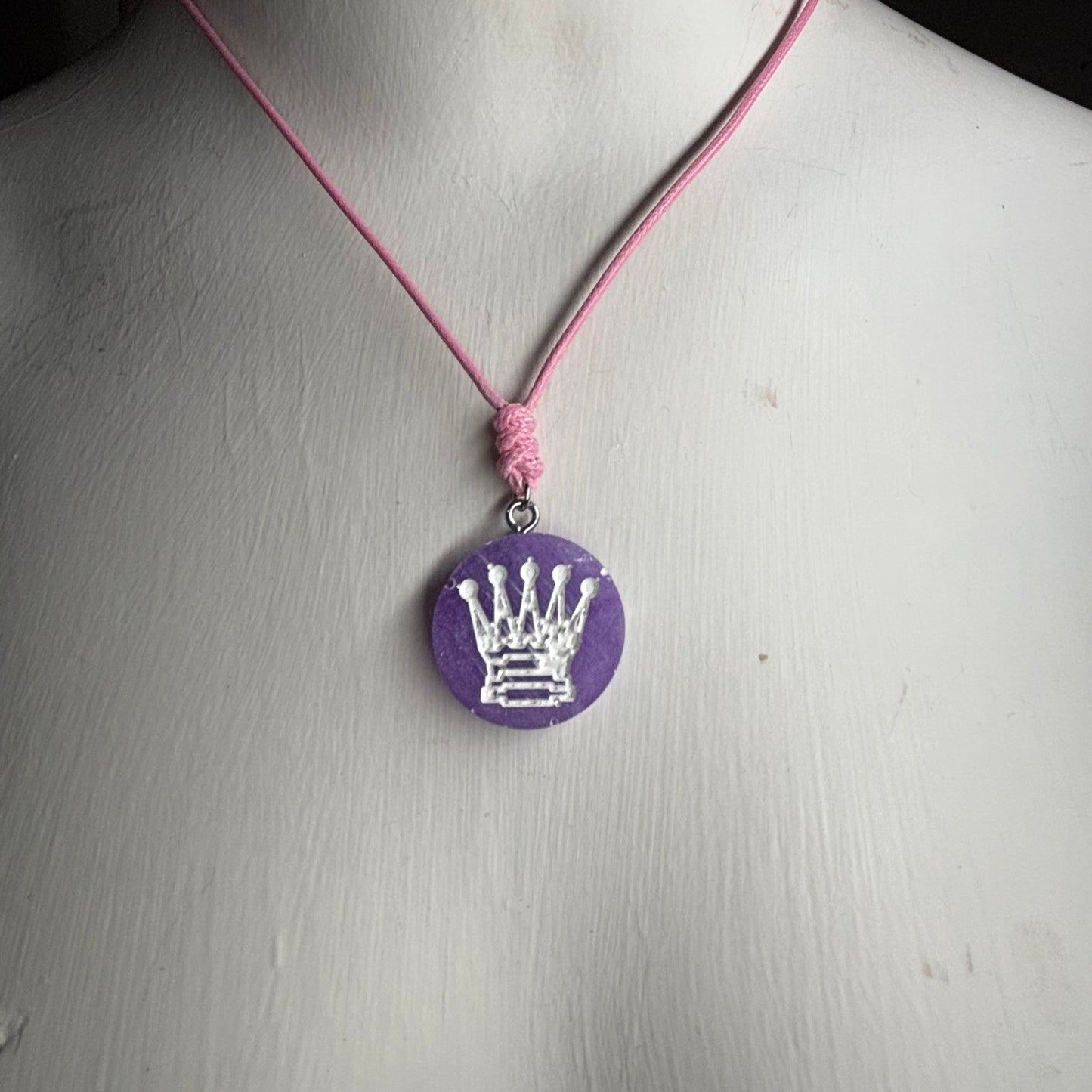 Purple Pink Queen - Handmade Resin Chess Necklace