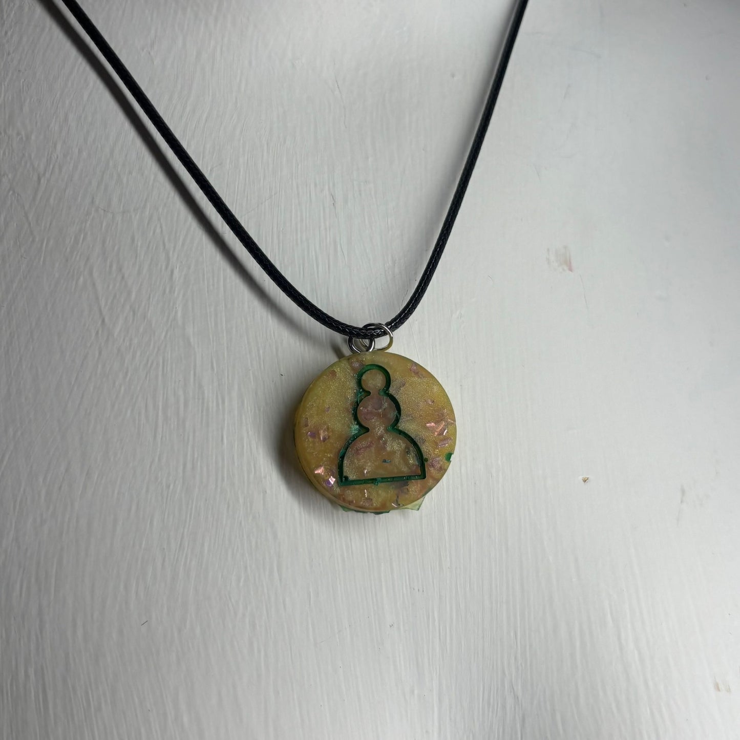 Crystal Yellow Pawn - Handmade Resin Chess Necklace