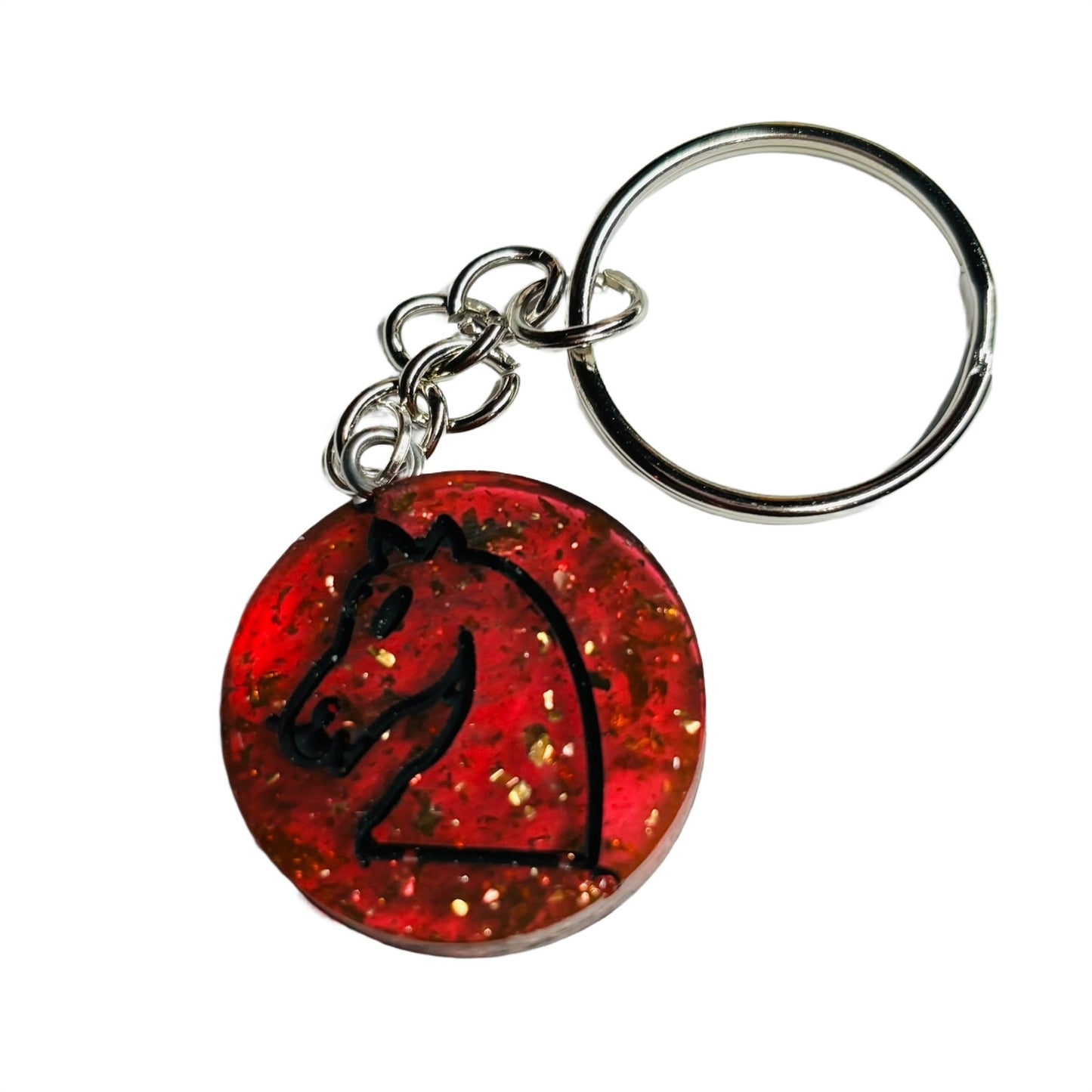 Sparkle Red Knight - Handmade Resin Keychain