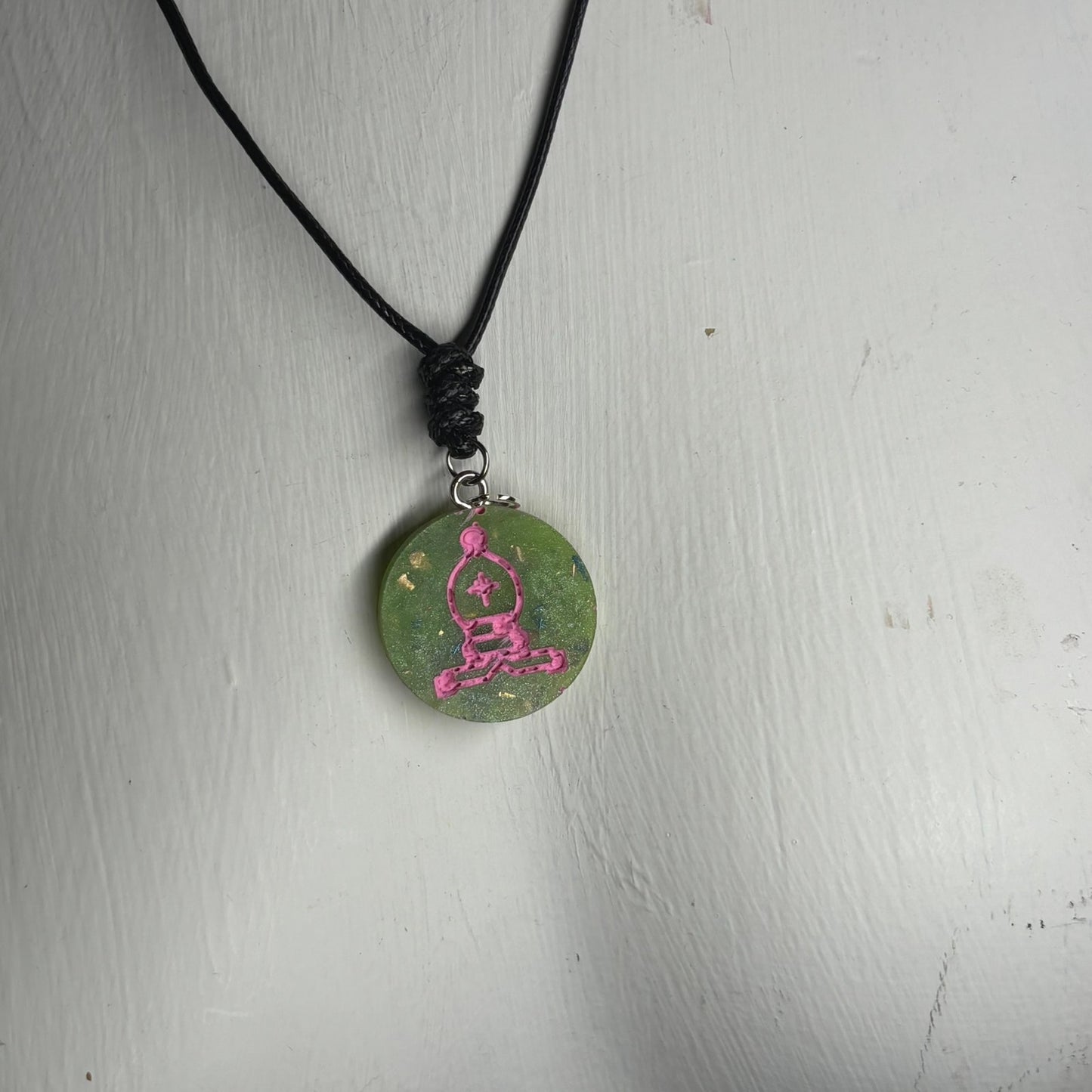 Crystal Green Bishop - Handmade Resin Chess Necklace