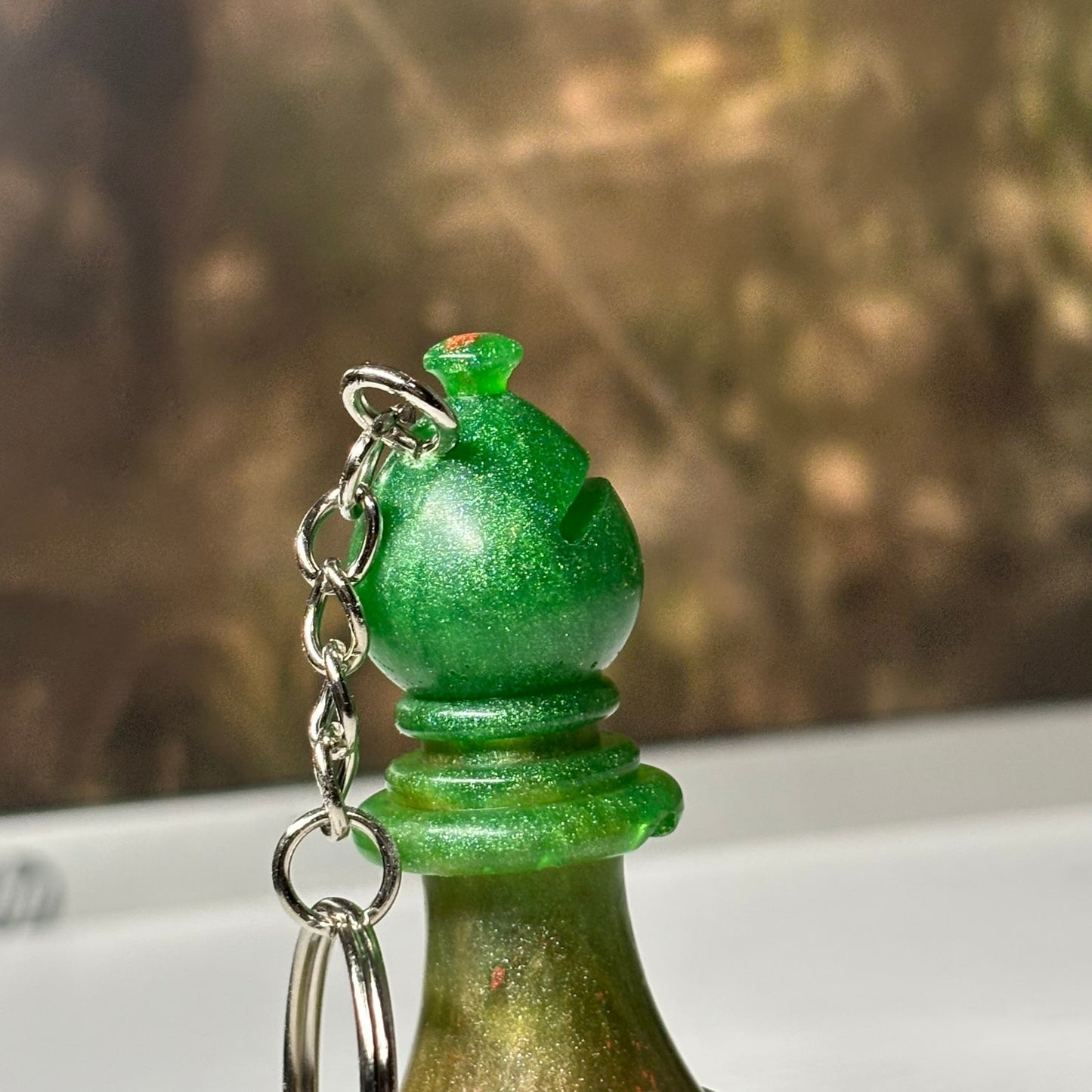 Prestigious Green Bishop - Handmade Resin Keychain - Large Edition